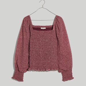 Madewell Lucie Bubble-Sleeve Smocked Top in Cottage Garden size M